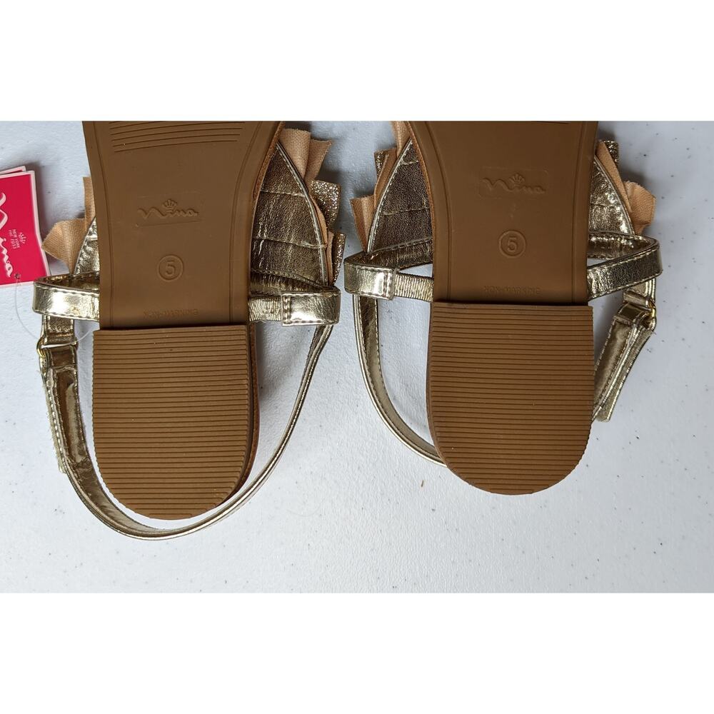 Girls Gold Glitter Flip Flop Sandals by Nina Size 5 - Picture 9 of 9